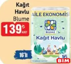 BLUME KAĞIT HAVLU 16'LI fiyat ve kampanya bilgisi